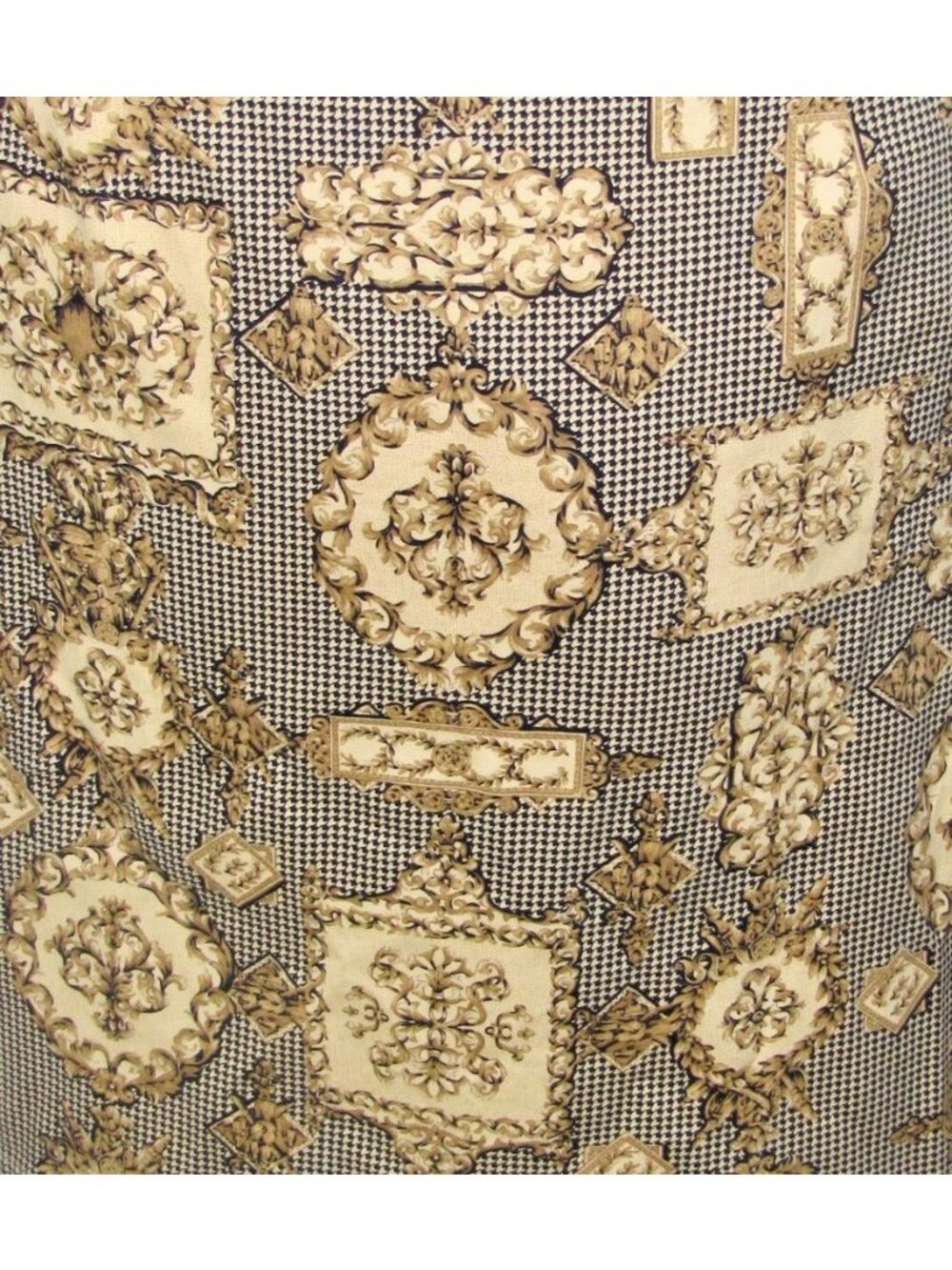 Women 10 Preppy Old Money Pencil Skirt Modest Houndstooth 90s Retro Ornate Earth - Picture 6 of 10
